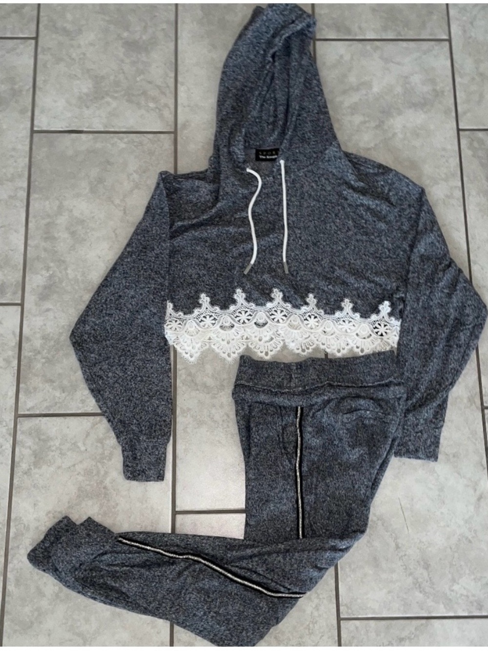 THE KOOPLES SPORT Gray Soft Fleece Set Hooded Top Pull-On Joggers Size 1/2